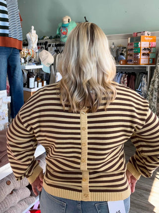 Back Button Strip Sweater