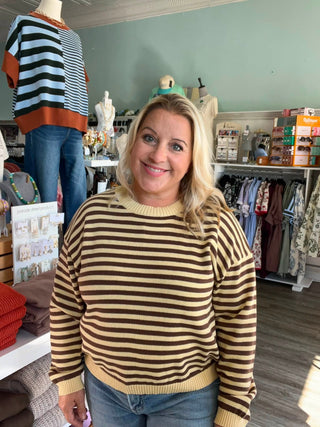 Back Button Strip Sweater