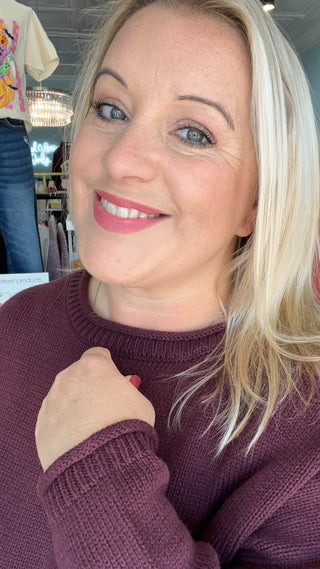 Burgundy Rolled Neck Sweater