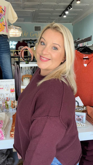 Burgundy Rolled Neck Sweater