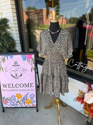 Olive Animal Print Dress